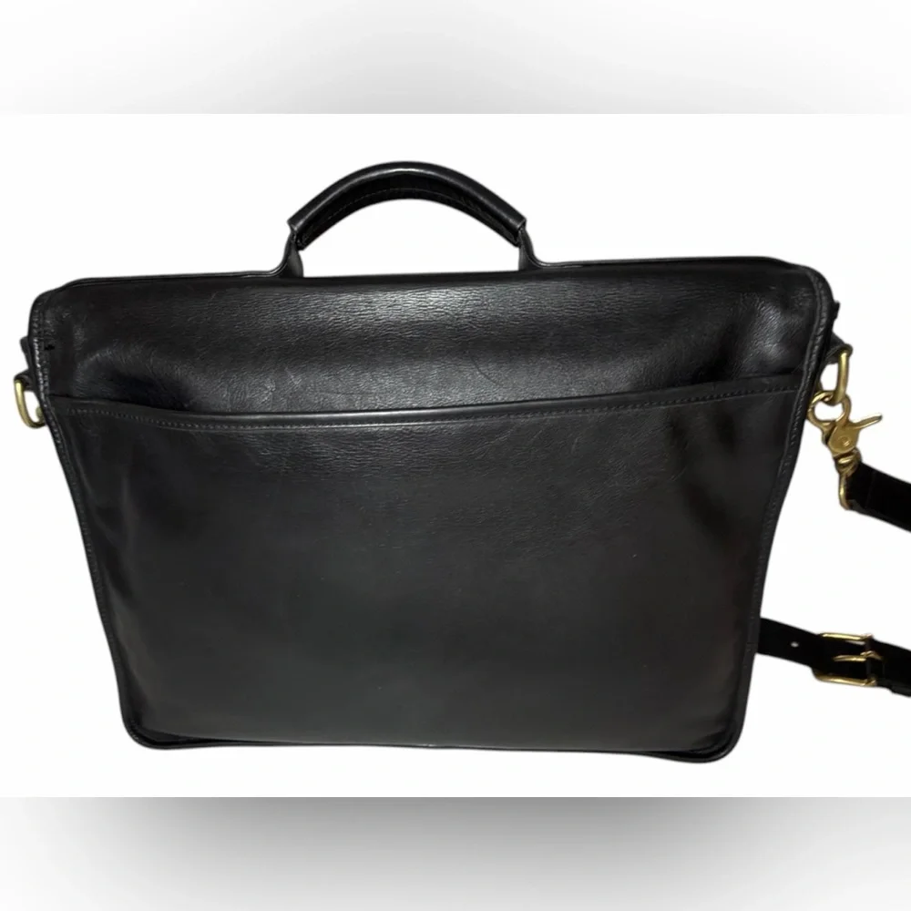 Coach Vintage Briefcase Bag 0514 Black Glove Tanned Leather Top Handle Crossbody